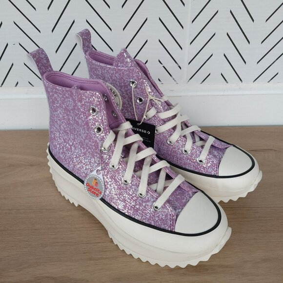 ✨Converse Run Star Hike Platform Hi 6 Men Shoes Sneakers Glitter Purple A10096C - Picture 2 of 10